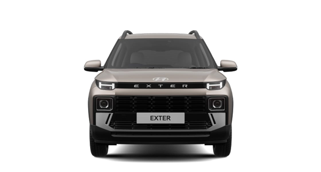 Hyundai Exter front exterior with parametric grille and LED DRLs