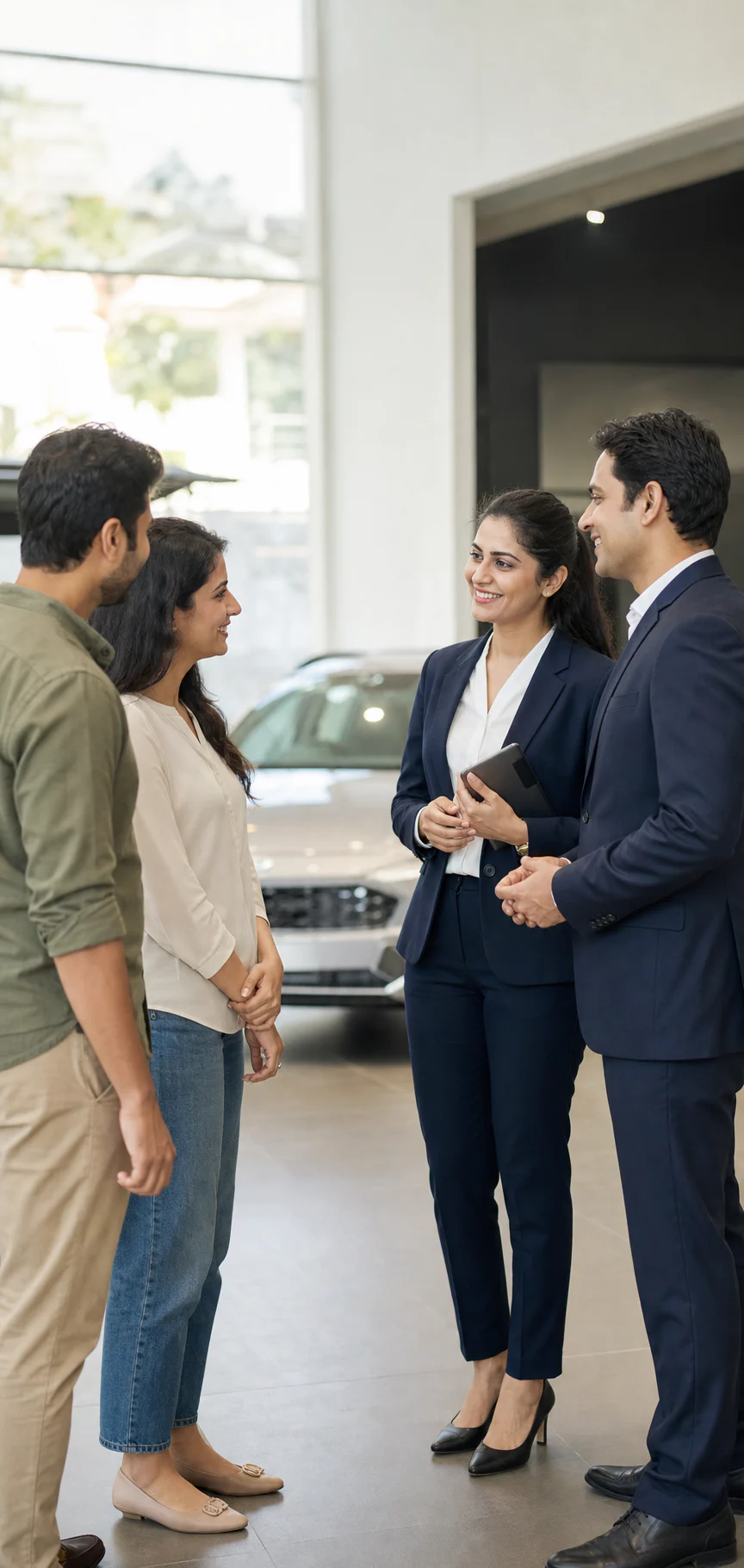Modi Hyundai customer team Modi Hyundai team with a customer